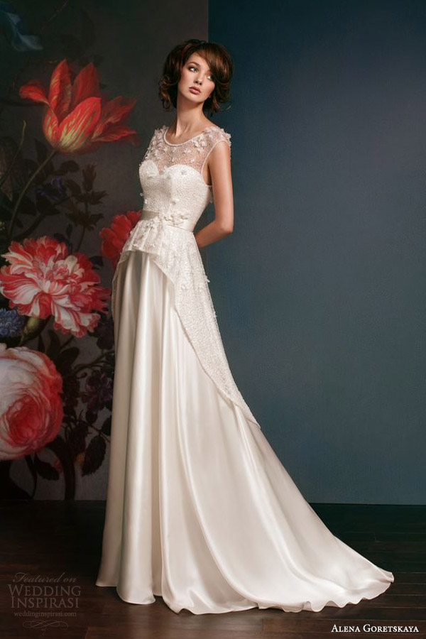 alena goretskaya 2014 bridal sleeveless peplum wedding dress glafira