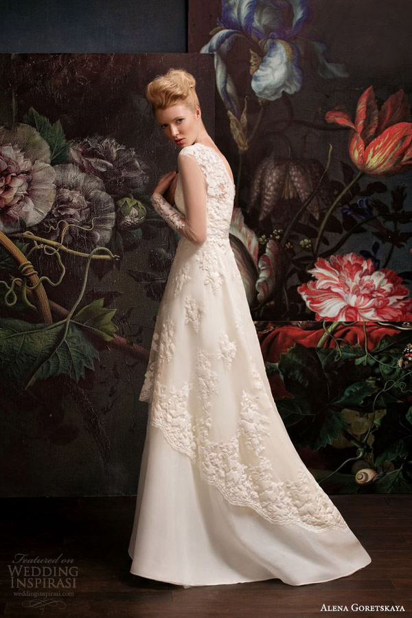 alena goretskaya bridal 2014 long sleeve wedding dress georgina full side view