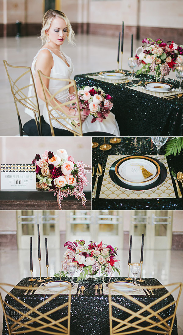 art deco themed wedding shoot featuring enzoani harmony gown