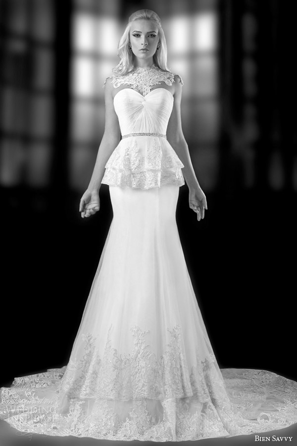 bien savvy spring 2014 unique wedding dresses regina gown jeweled neckline ful shot