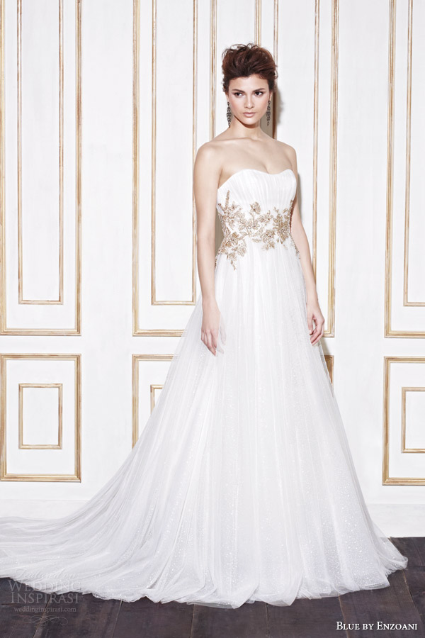 blue by enzoani bridal 2014 gabes wedding dress gold accents