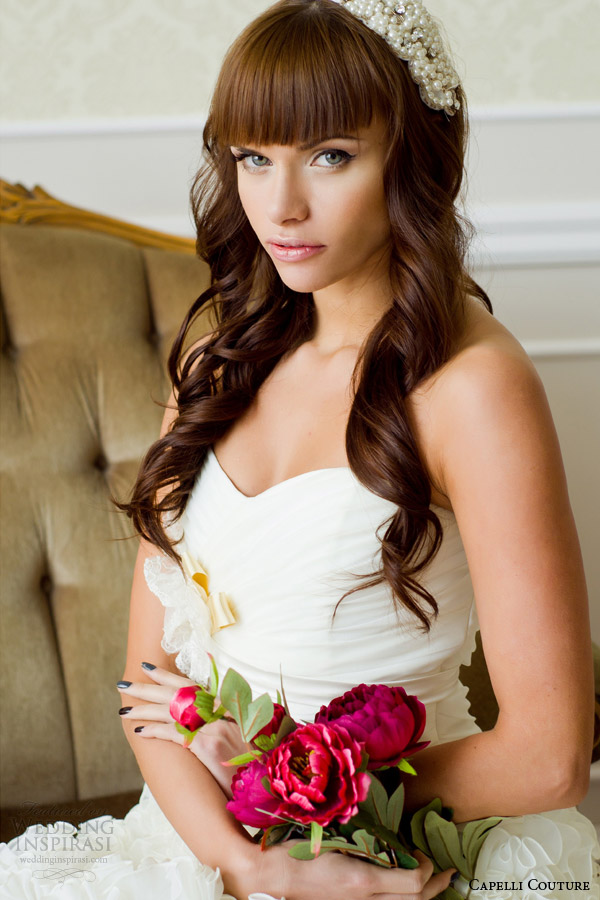 capelli couture bridal 2014 strapless wedding dress ruffles