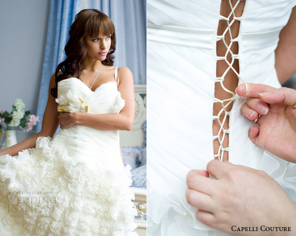capelli couture bridal 2014 wedding dress lace up corset back detail