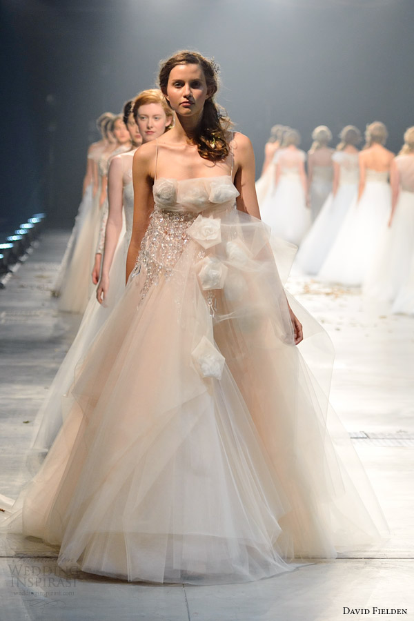 david fielden 2014 bridal runway finale wedding dress nude color