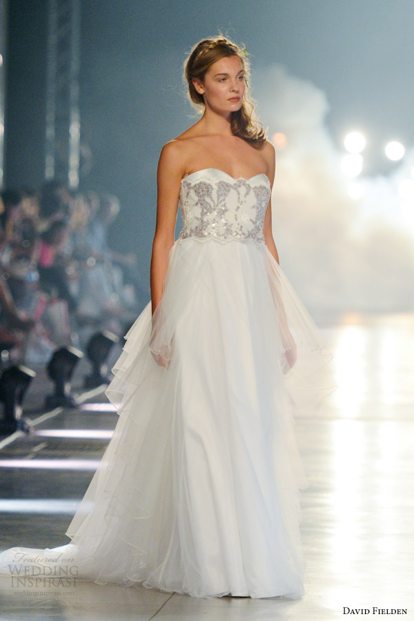 david fielden 2014 strapless wedding dress embellished bodice style 8042