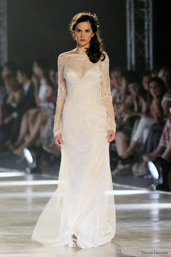 david fielden bridal 2014 illusion long sleeve wedding dress style 8062