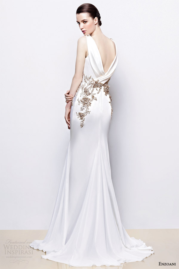 enzoani bridal 2014 inara wedding dress antique gold accents back