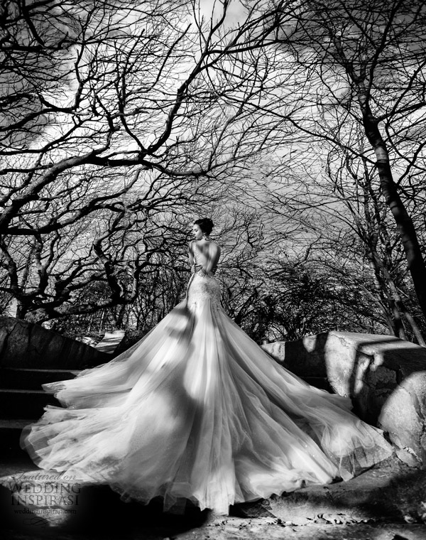 galia lahav 2014 real bride photo shoot black white trees