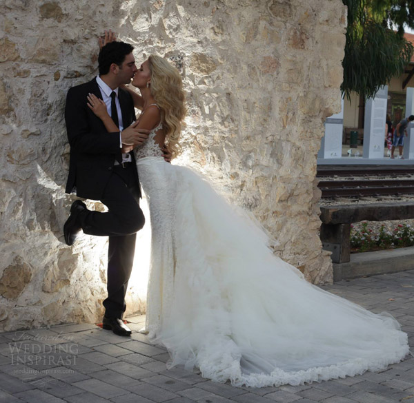 galia lahav bridal 2014 real bride wedding couple kiss shoot