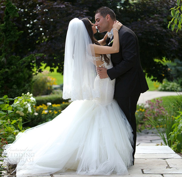 galia lahav wedding gown 2014 real bride couple kiss photo shoot