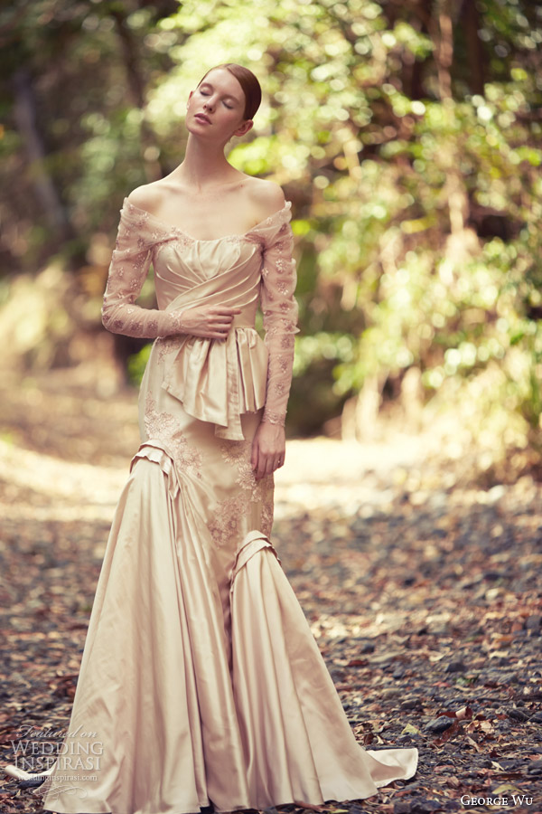 george wu bridal 2014 assyria long sleeve off shoulder color wedding dress george wu bridal 2014 assyria long sleeve off shoulder color wedding dress