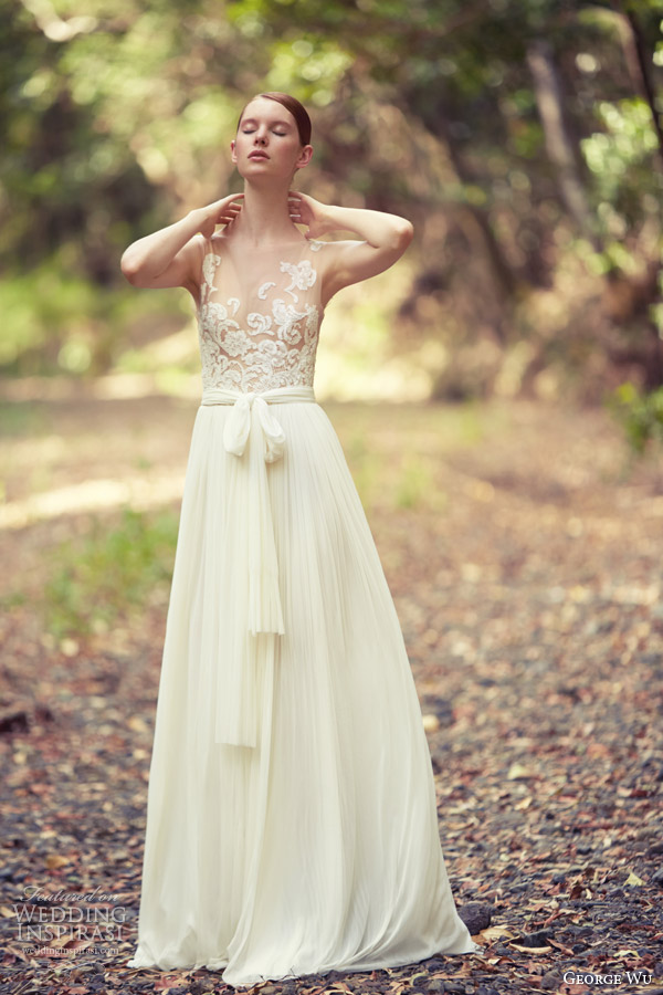 george wu bridal 2014 euphrates wedding dress illusion bodice