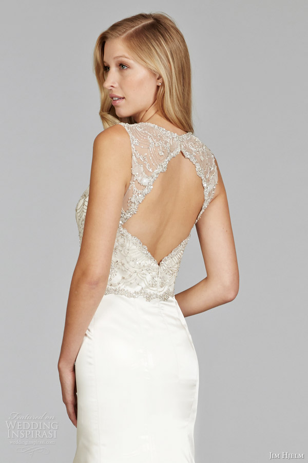 jim hjelm bridal spring 2014 mermaid wedding dress crystal bodice style jh8404 keyhole back