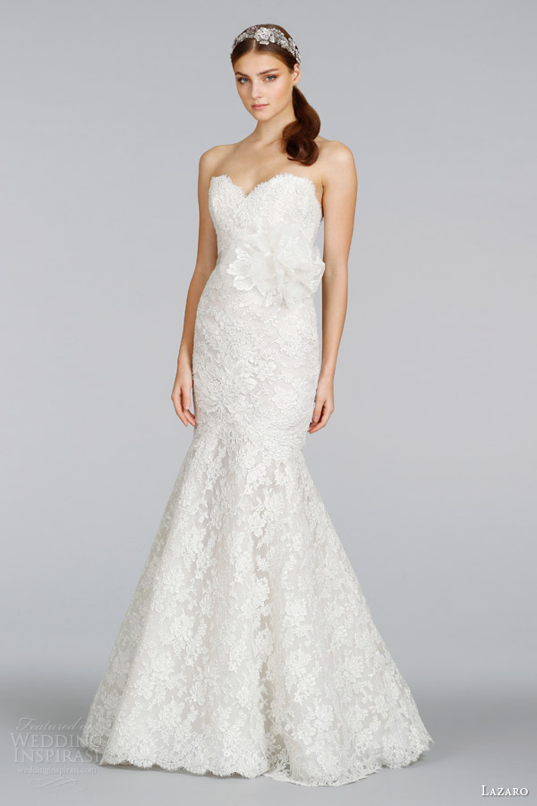 lazaro bridal 2014 ivory silver alencon lace strapless gown style 3412 lazaro bridal 2014 ivory silver alencon lace strapless gown style 3412