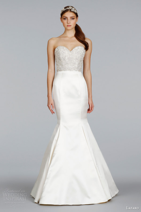 lazaro bridal spring 2014 strapless trumpet gown beaded bodice style lz 3404