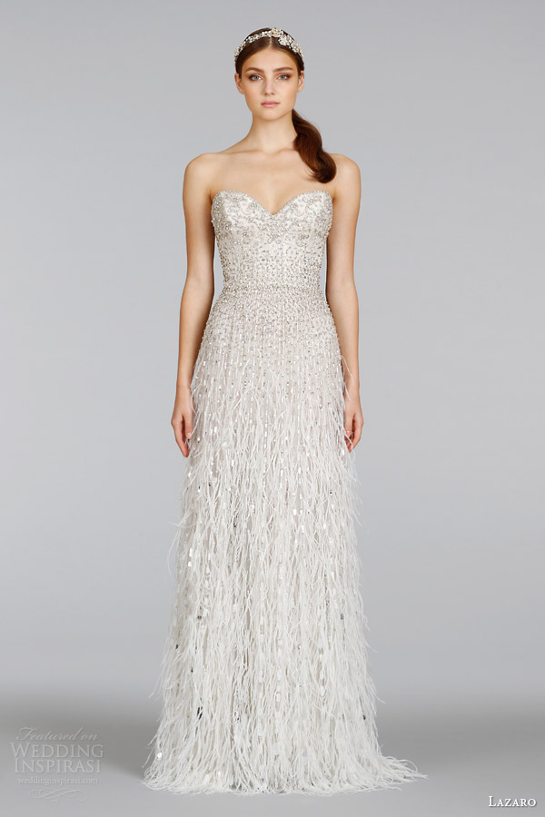 lazaro spring 2014 wedding dress style 3401 strapless beaded gown