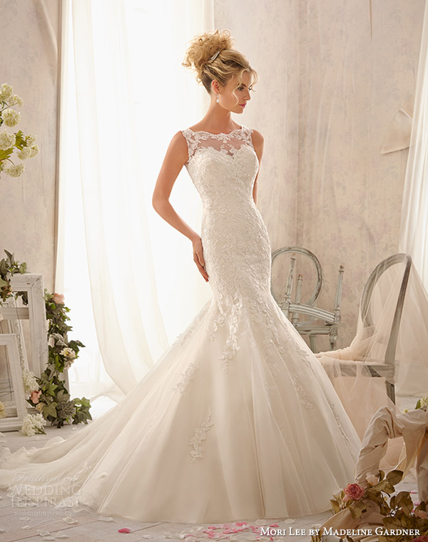 mori lee by madeline gardner spring 2014 wedding dress with illusion neckline style 2610 mori lee by madeline gardner spring 2014 wedding dress with illusion neckline style 2610
