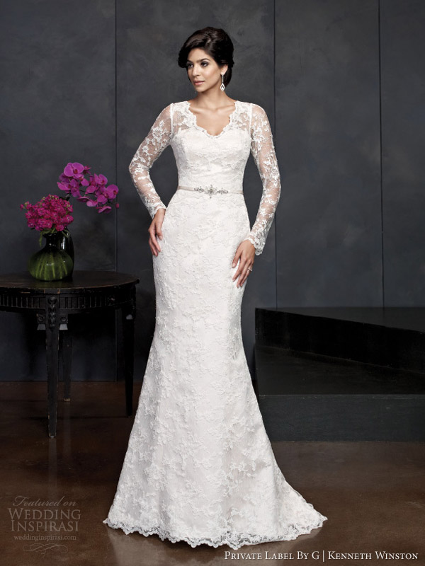 private label by g kenneth winston spring 2014 long sleeve wedding dress style 1542
