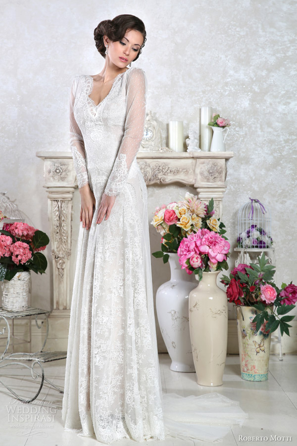 roberto motti 2014 italian long sleeve wedding dresses domenica