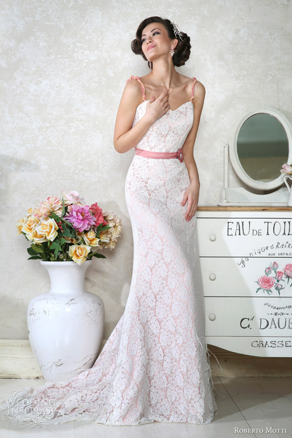 roberto motti bridal 2014 lia pink lace wedding dress