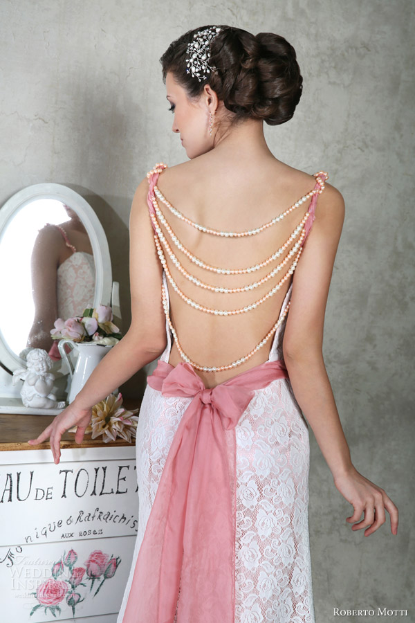 roberto motti bridal 2014 lia pink wedding dress pearl back