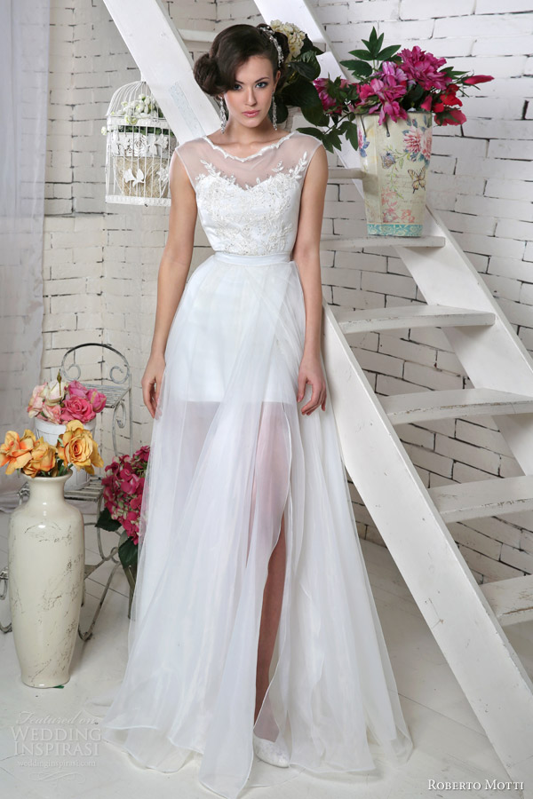 roberto motti wedding dresses 2014 daniela illusion neckline