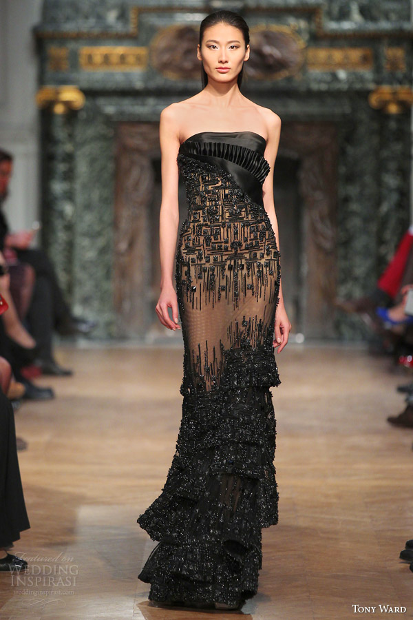 tony ward 2014 couture strapless black dress