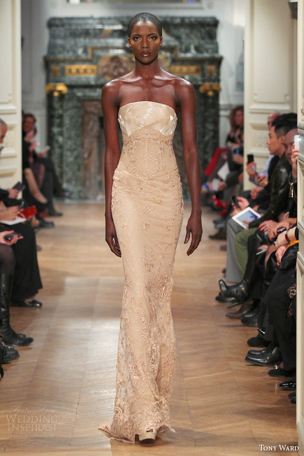 tony ward couture 2014 strapless lace gown