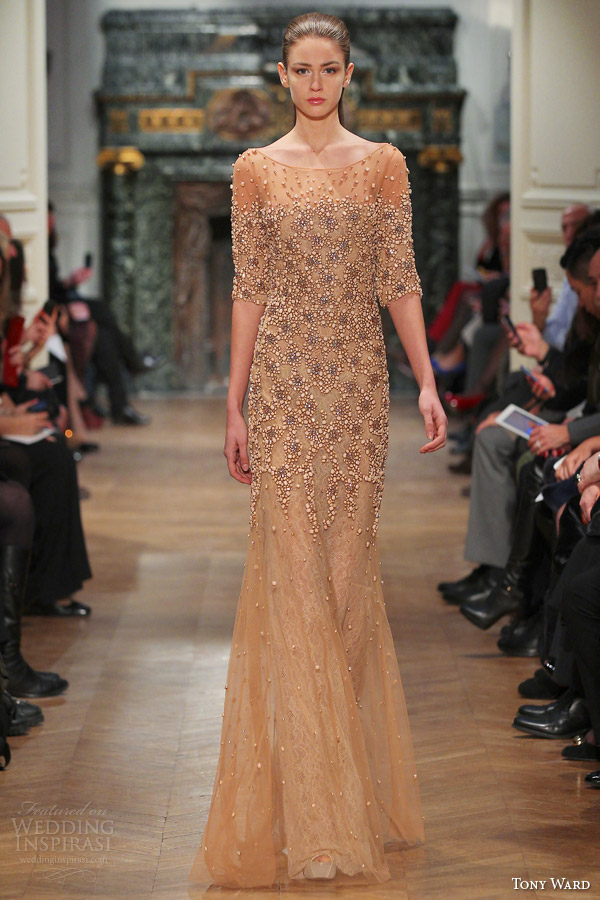 tony ward couture spring summer 2014 half sleeve beaded gown