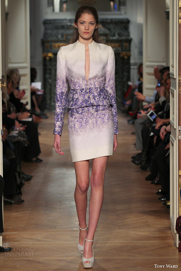 tony ward spring 2014 couture jacket skirt painted flowers