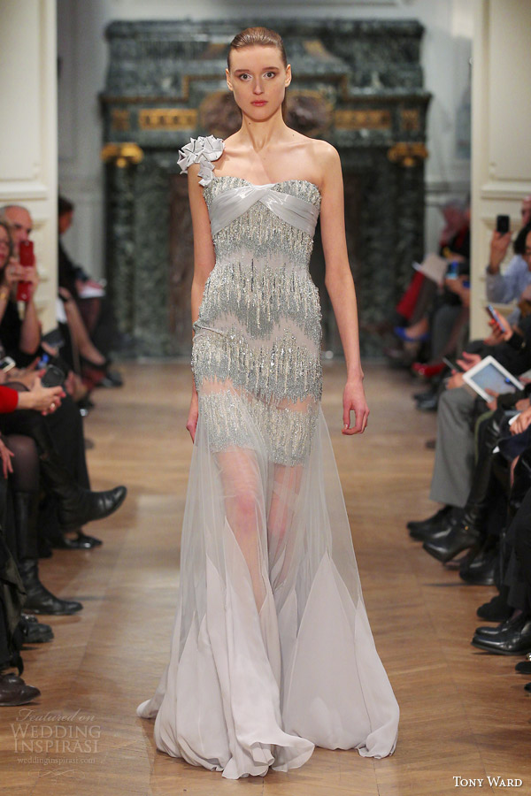 tony ward spring 2014 couture one shoulder silver gown