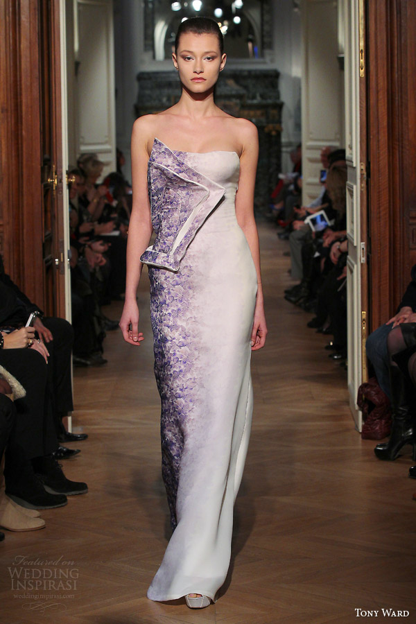 tony ward spring 2014 couture strapless dress painted flowers