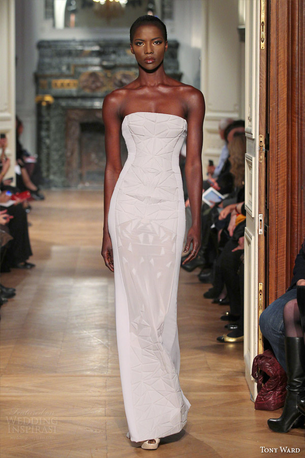 tony ward spring 2014 couture strapless white gown