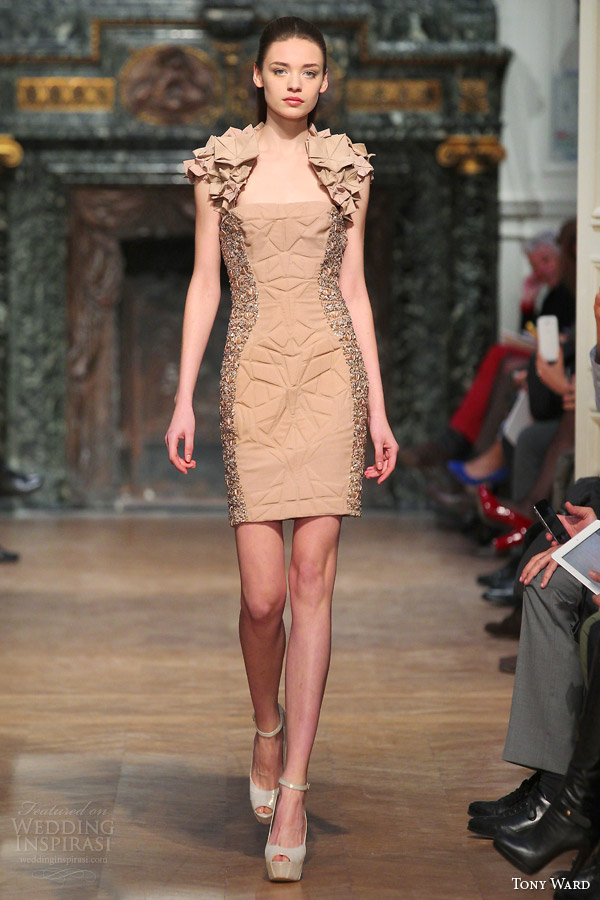 tony ward spring summer 2014 couture short dress origami accent