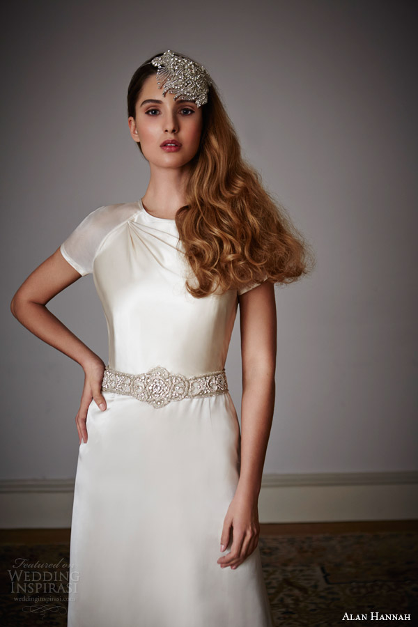 alan hannah 2014 bridal garbo short sleeve wedding dress