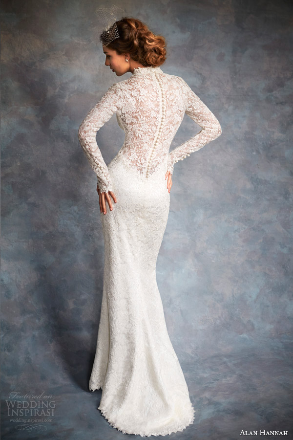 alan hannah bridal 2014 bacall wedding dress long sleeve illusion back