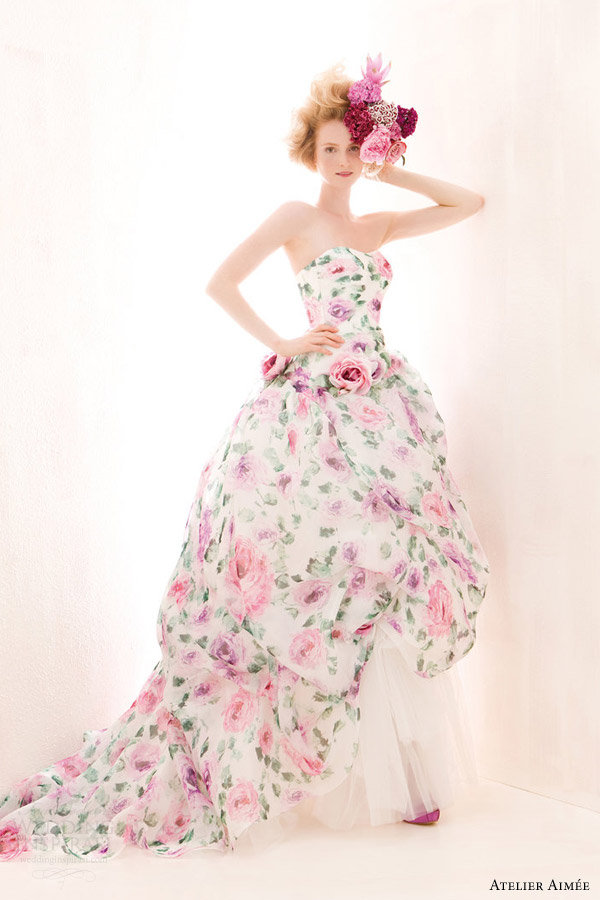 atelier aimee 2014 ursula strapless floral print wedding dress