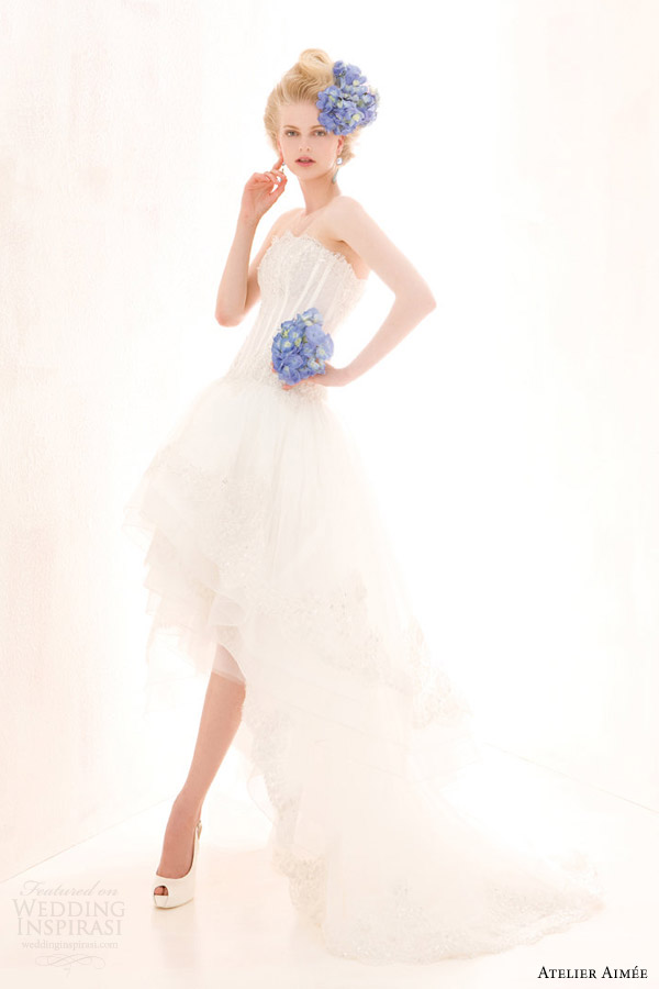 atelier aimee wedding dress 2014 strapless high low ball gown diamara