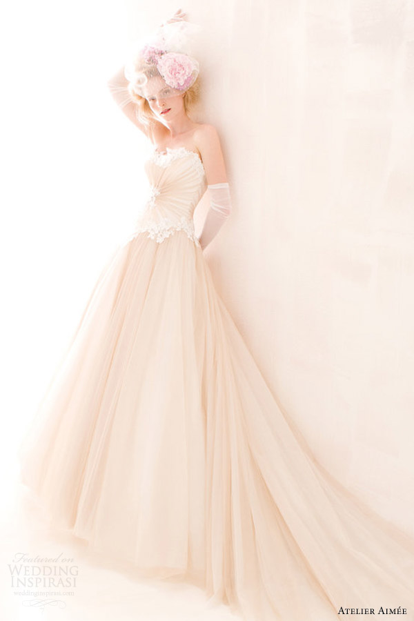 atelier aimee wedding dress 2014 verde tiffany ombretta strapless gown