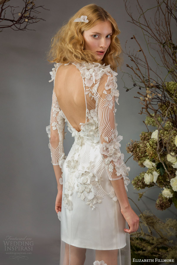 elizabeth fillmore fall 2014 bridal shanghai short wedding dress back view