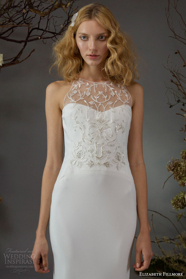 elizabeth fillmore wedding dresses fall 2014 anya sleeveless sheath gown beaded bodice close up