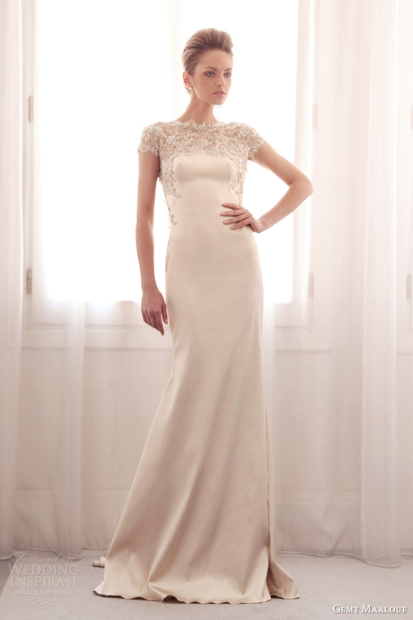 gemy maalouf 2014 bridal color wedding dress 3753