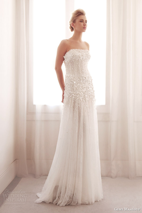 gemy maalouf bridal 2014 strapless wedding dress 3747