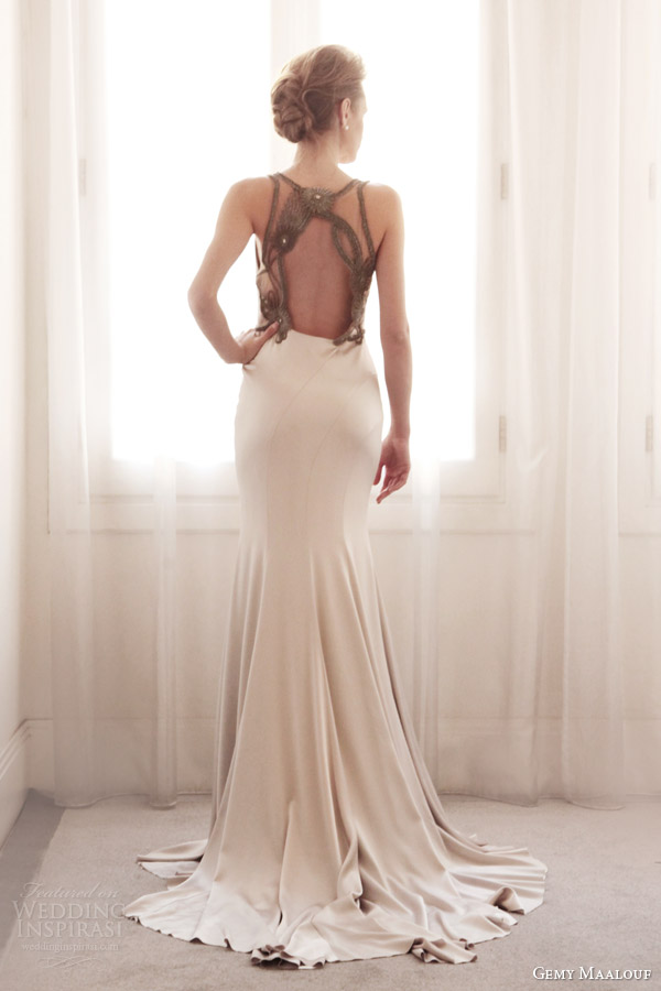 gemy maalouf bridal 2014 wedding dress 3761 statement back
