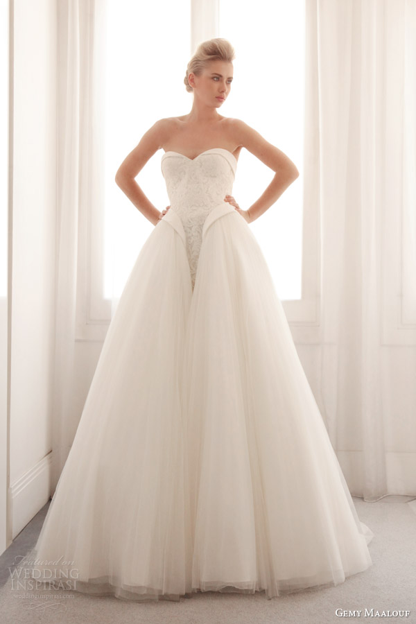 gemy maalouf wedding dress 2014 strapless ball gown 3723