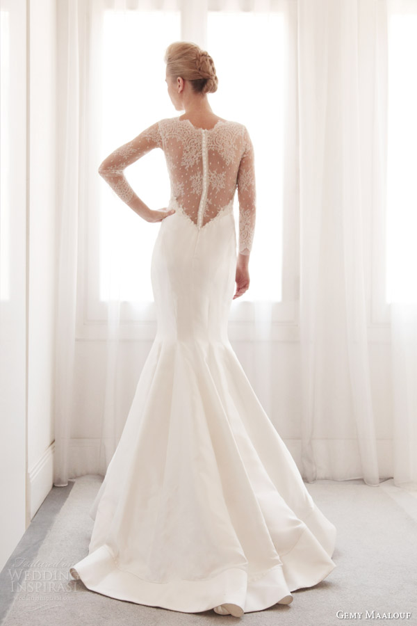 gemy maalouf wedding dresses 2014 bridal gown 3742 illusion back train