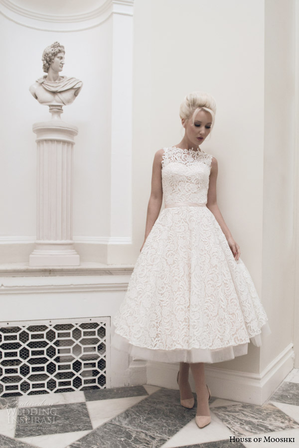 house of mooshki bridal autumn 2014 dara sleeveless blush calf length wedding dress