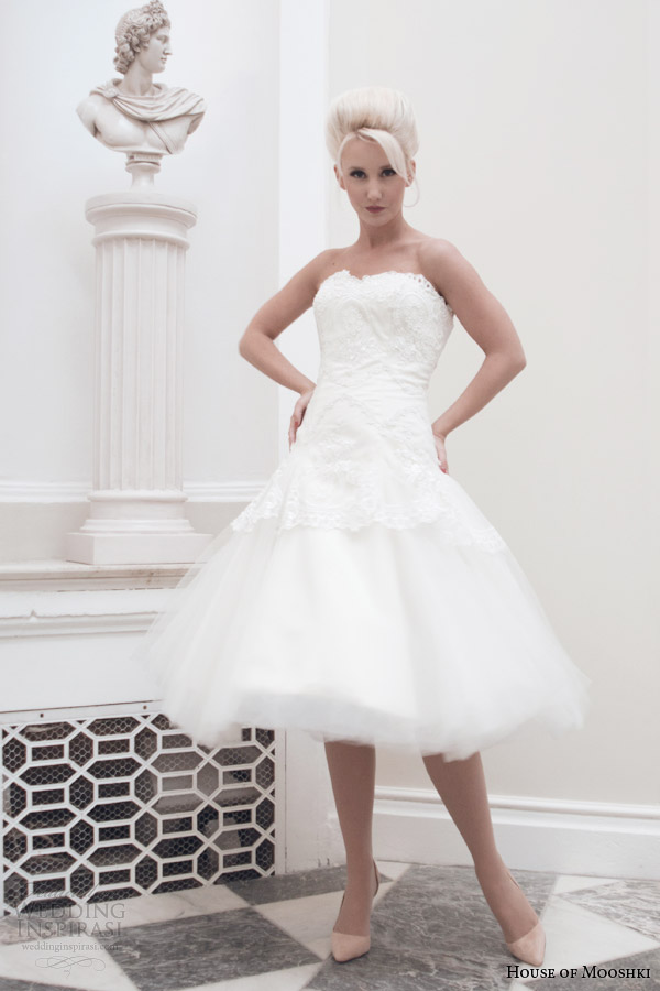 house of mooshki fall 2014 bridal lucy strapless tea length wedding dress