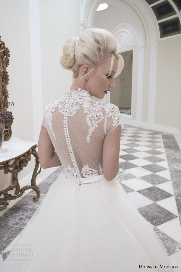 house of mooshki wedding dresses fall autumn 2014 bridal ava ball gown illusion back close up