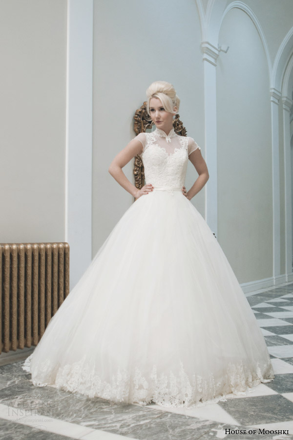 house of mooshki wedding dresses fall autumn 2014 bridal ava ball gown illusion cap sleeves